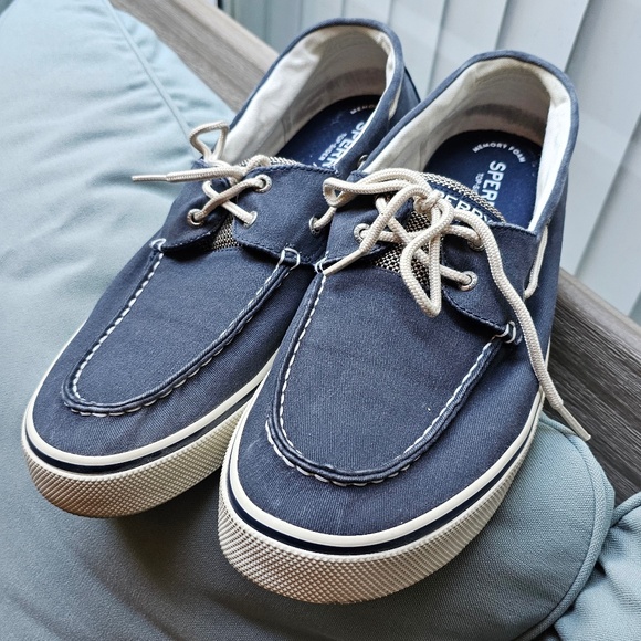 Sperry Halyard 2-Eye Boat Shoes, Men’s 14, EUC, blue canvas - Picture 1 of 13